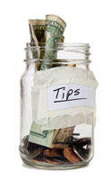 tips jar containing money
